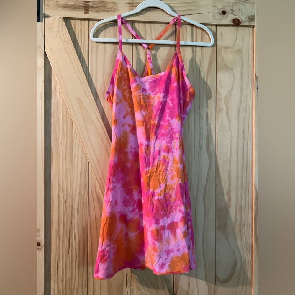 Outdoor Voices Exercise Dress - pink and orange tie dye - M